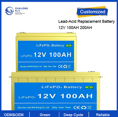 OEM ODM LiFePO4 Литийная батарея 12.8V 100AH 200AH Замена свинцовой кислоты перезаряжаемая